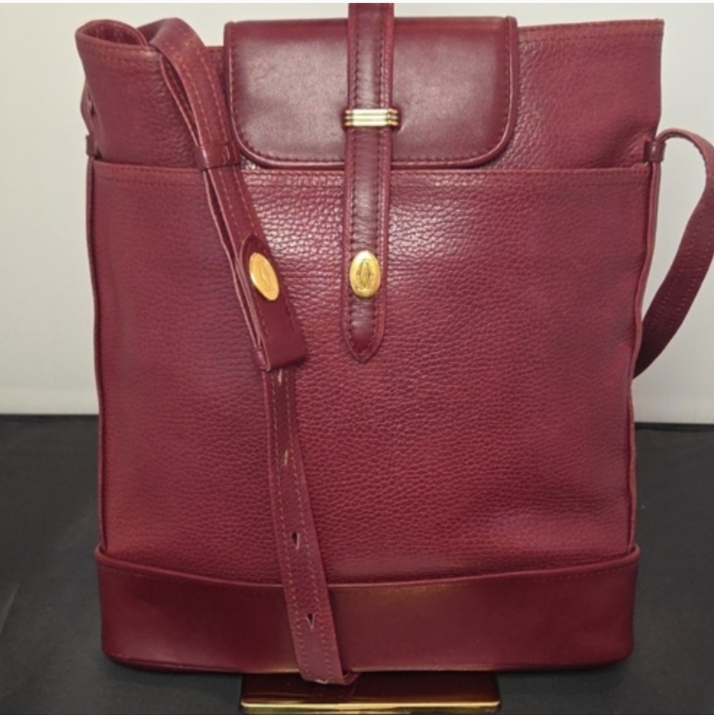 CartierBordeaux leather 1980s bucket-style shoulder/cross body bag- iconic/rare